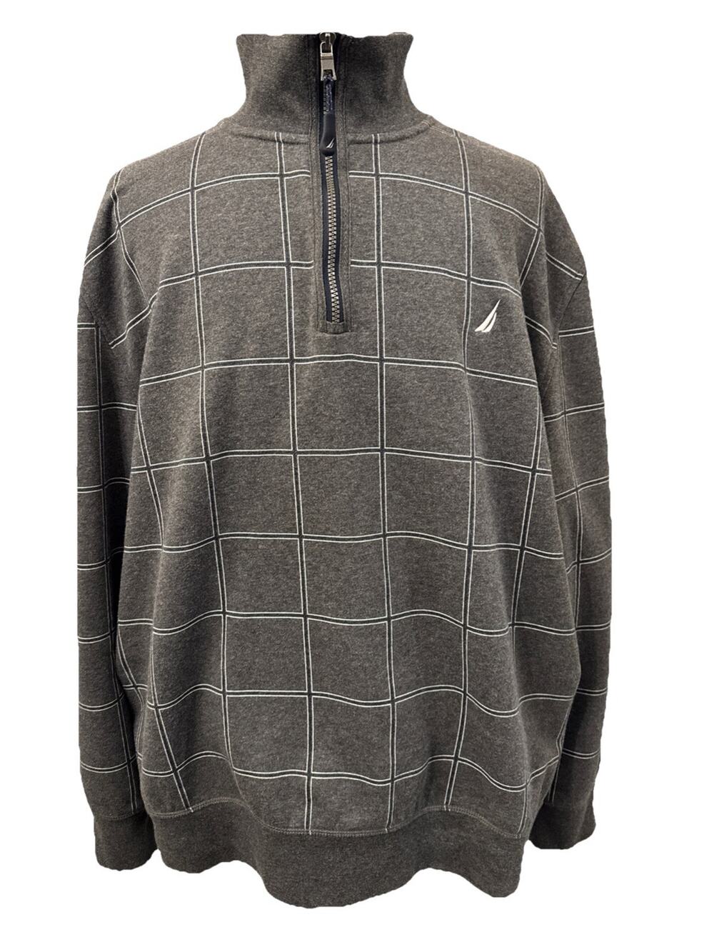 Nautica Men's Sweatshirt Size Large Gray 1/4 Zip Pullover